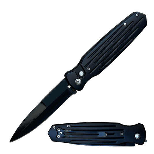 5" Closed Black Switchblade Automatic Knife with Safety