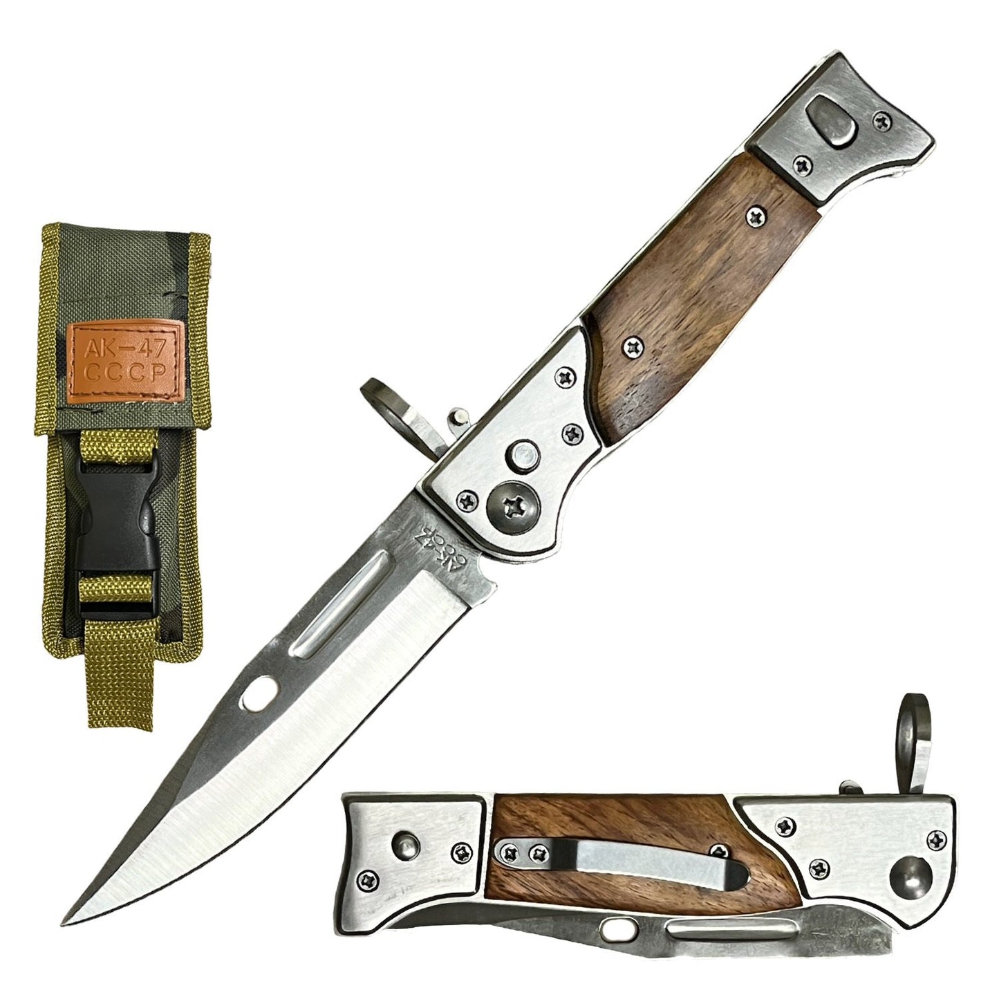 8.75" Overall AK47 Military Bayonet Switch Blade Automatic Knife