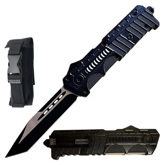 9" Pistol Shape Military Black OTF Dual Action Automatic Knife