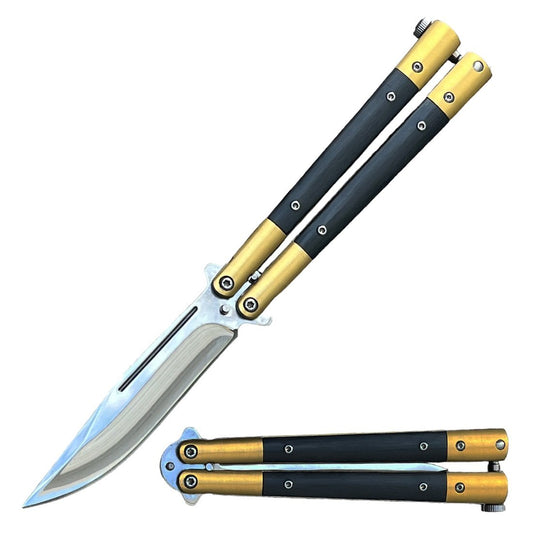 Clip Point Creature Comforts Golden Butterfly Balisong Knife Flipper