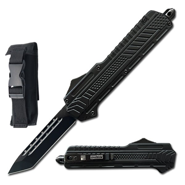 9" Midnight OPS Military OTF Dual Action Automatic Knife Black Tanto Blade