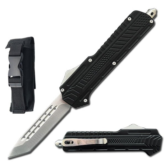 9" Midnight OPS Military OTF Dual Action Automatic Knife Silver Tanto Blade