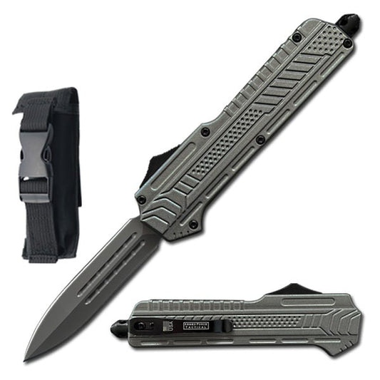 9" Midnight OPS Military OTF Dual Action Automatic Knife Grey Dagger Blade