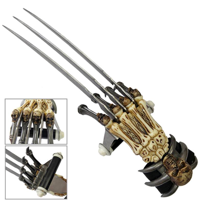 Skull & Bones Gauntlet Style Hand Claw Tri-Bladed Wolverine Knife