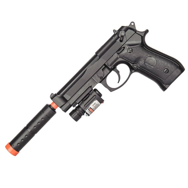 P2218C M1911 Spring Pistol Airsoft Gun With Laser and Suppressor