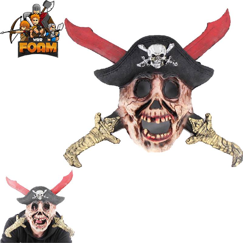 Pirate Skull Hat Blood Stained Swords Mask For Cosplay Halloween Masquerade