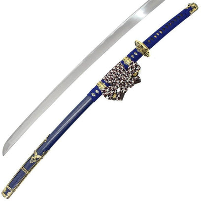 Blue Japanese Tachi Ceremonial Katana Samurai Sword Hand Forged