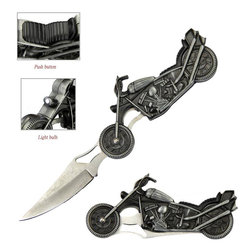 High Beam Motorcycle Fantasy Folding Knife With LED Light