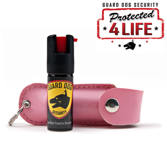 Pink Personal Defense Pepper Spray OC-18 1/2 oz  - Leather Case