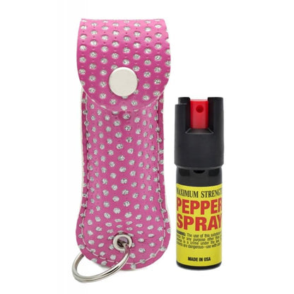 Bling Keychain Personal Defense Pepper Spray OC-18 1/2 oz With Case Pink