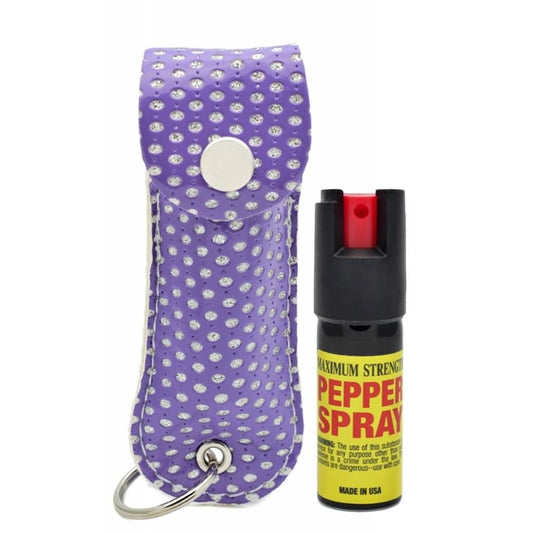 Bling Keychain Personal Defense Pepper Spray OC-18 1/2 oz With Case Purple