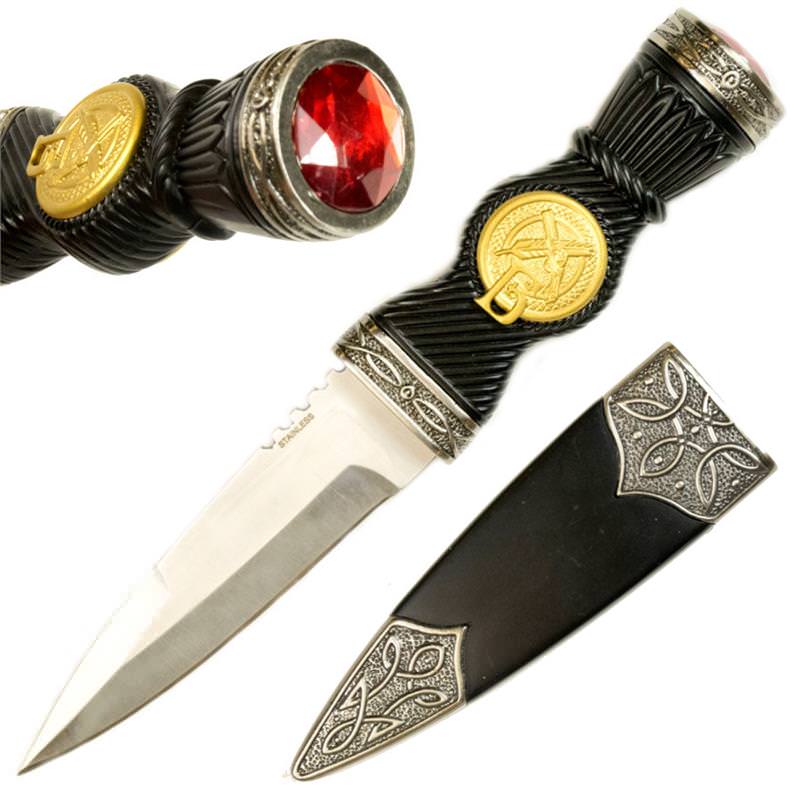 9" Sgian Dubh Knife Traditional Scottish Blade Dagger