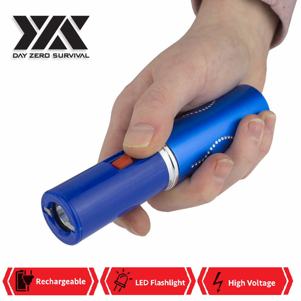 DZS Blue Rechargeable Lipstick 2.5 Million Volt Discrete Stun Gun With LED Light