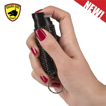 Bling It On Key Ring Self Defense Pepper Spray Black Jeweled Cary Case