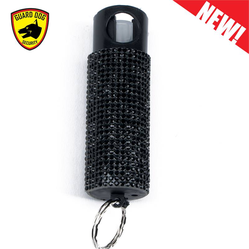 Bling It On Key Ring Self Defense Pepper Spray Black Jeweled Cary Case