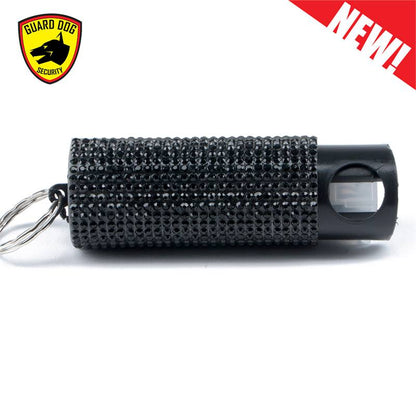 Bling It On Key Ring Self Defense Pepper Spray Black Jeweled Cary Case