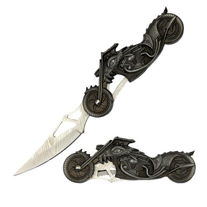 High Beam Motorcycle Fantasy Dragon Folding Knife With LED Light