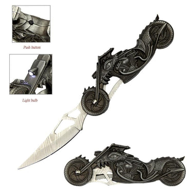 High Beam Motorcycle Fantasy Dragon Folding Knife With LED Light