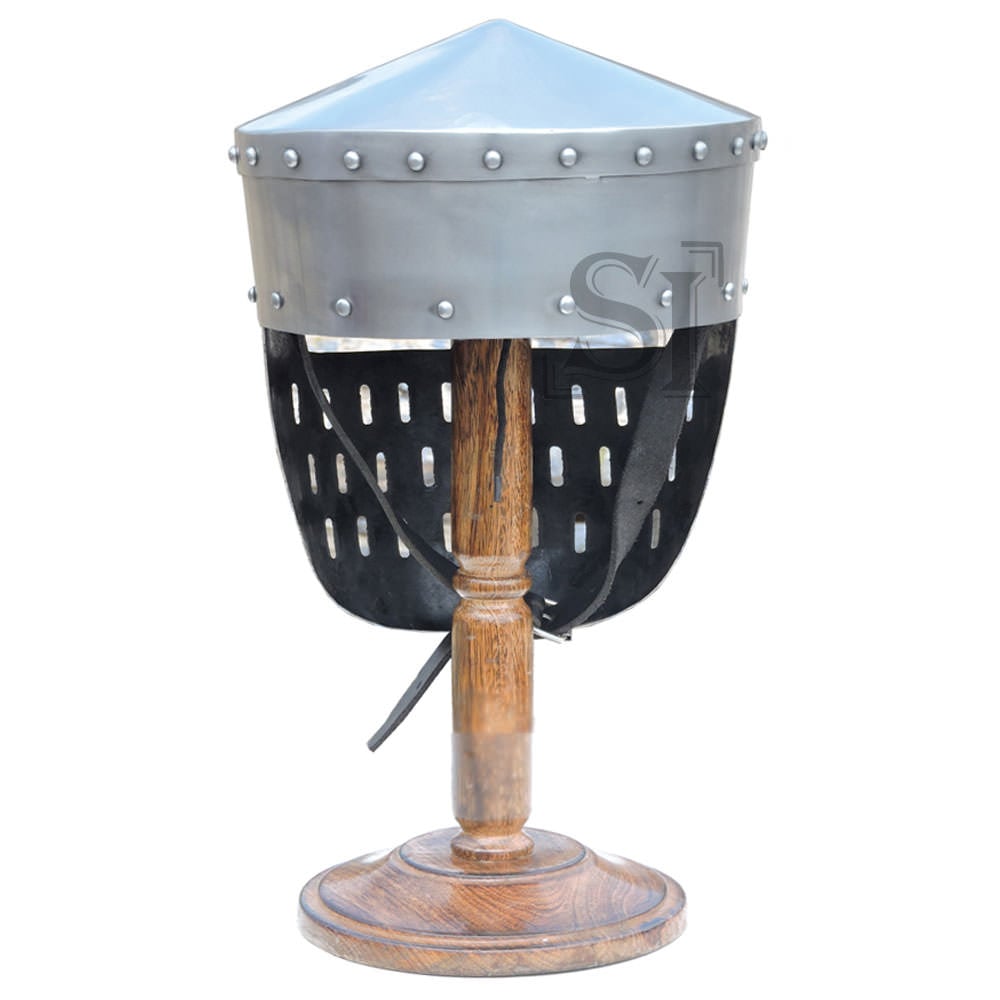 Crusader Peaked Pot Helmet with Stand