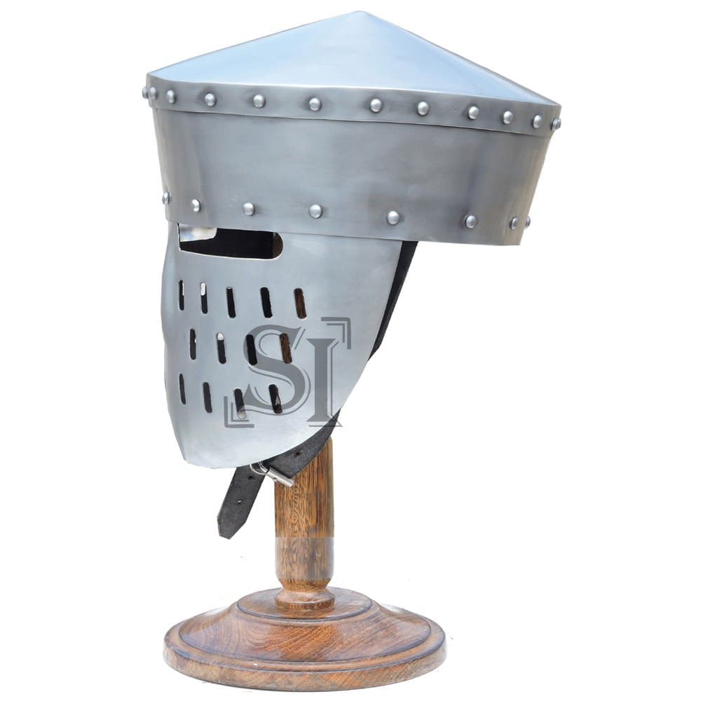 Crusader Peaked Pot Helmet with Stand