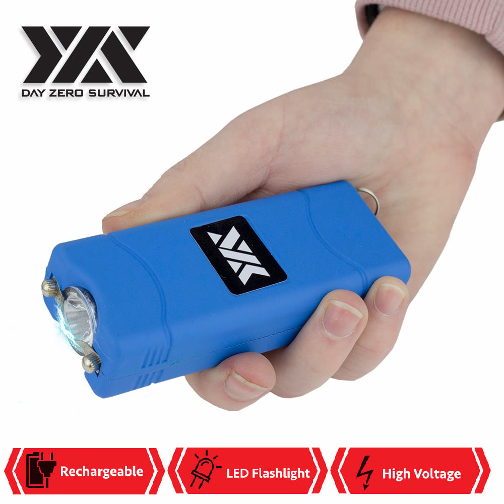 DZS Ultra Mini Blue Stun Gun Rechargeable With LED Light, Holster and KeyRing