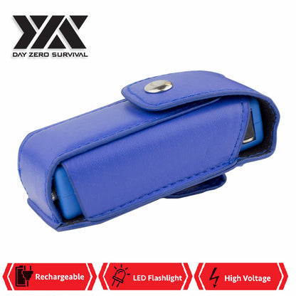 DZS Ultra Mini Blue Stun Gun Rechargeable With LED Light, Holster and KeyRing