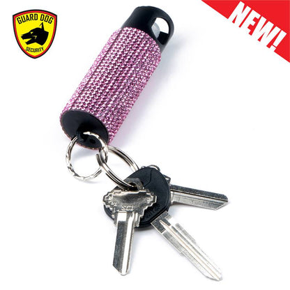 Bling It On Key Ring Self Defense Pepper Spray Pink Jeweled Cary Case