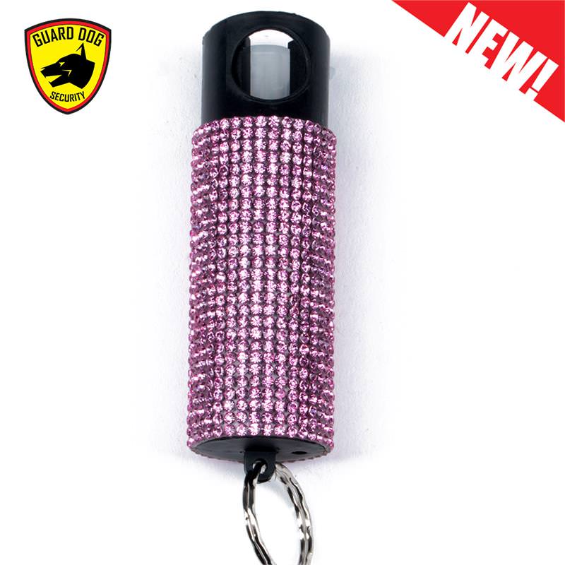 Bling It On Key Ring Self Defense Pepper Spray Pink Jeweled Cary Case