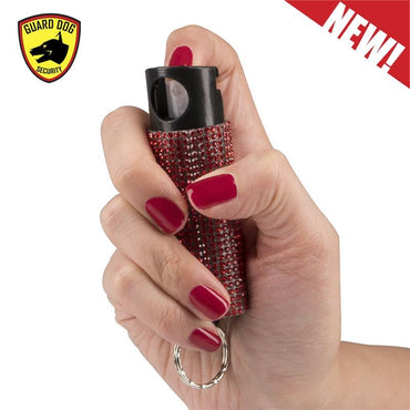 Bling It On Key Ring Self Defense Pepper Spray Red Jeweled Cary Case