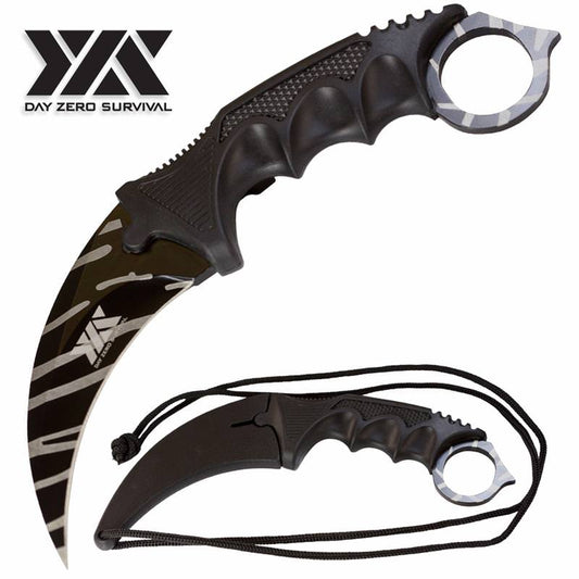 Day Zero Survival Tactical Combat Karambit Neck Knife Fixed Blade 7.5"