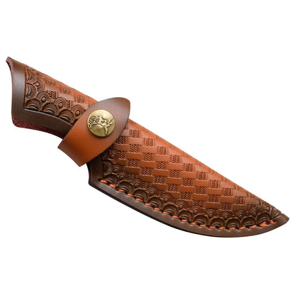 Elk Ridge 7.5" Wood Handle Fixed Blade Hunting Skinning Knife Damascus Steel