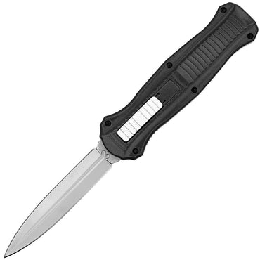 9" Automatic Black Textured Handle Double Edge Out the Front OTF Knife