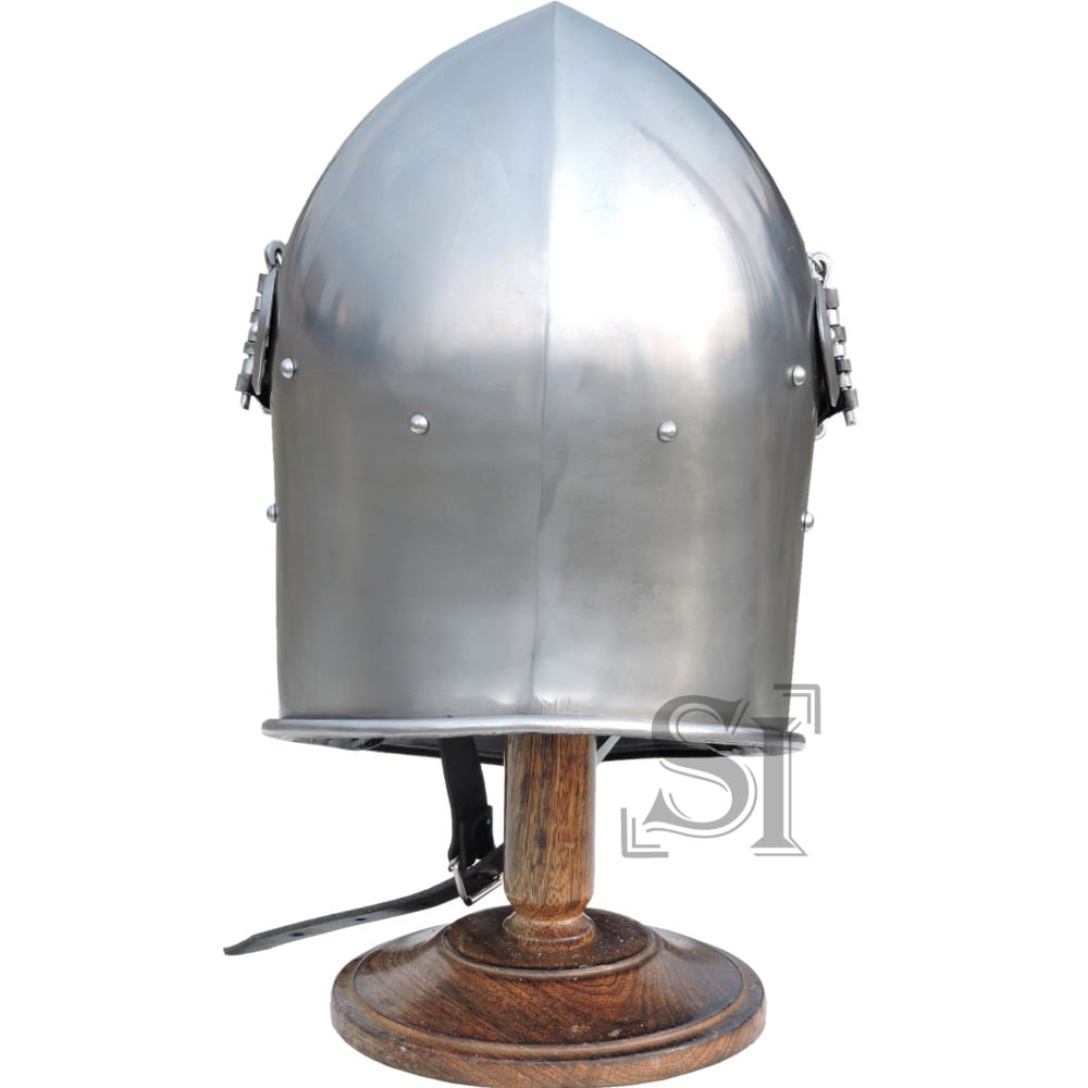 Medieval Renaissance Detachable Visor Barbute With Stand