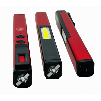 Stun Gun Self Defense Red Pen Style with LED Light USB Rechargeable