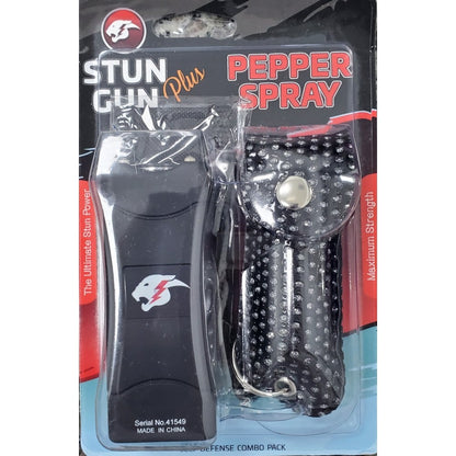 Mini Stun Gun and Pepper Spray Combo for Self Defense - Black Bling