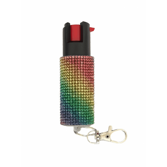 Multicolor Rhinestones Keychain Personal Defense Pepper Spray OC-18 1/2 oz