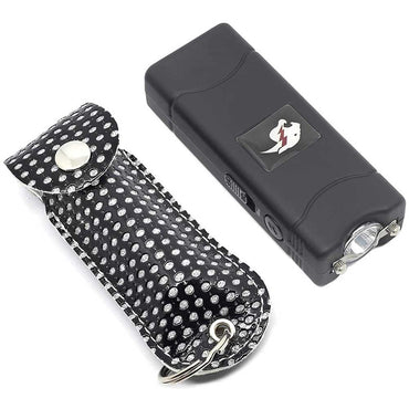 Mini Stun Gun and Pepper Spray Combo for Self Defense - Black Bling