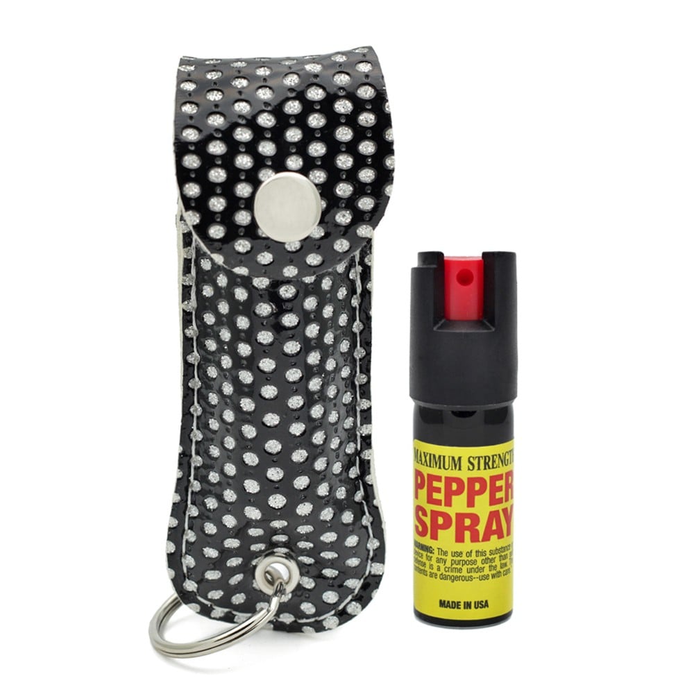 Mini Stun Gun and Pepper Spray Combo for Self Defense - Black Bling