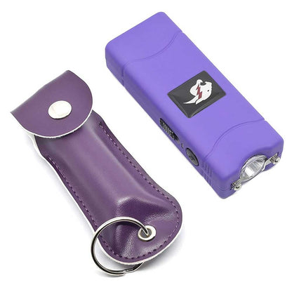 Mini Stun Gun and Pepper Spray Combo for Self Defense - Purple