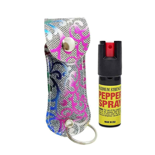 Designer Flower Case Keychain Personal Defense Pepper Spray OC-18 1/2 oz