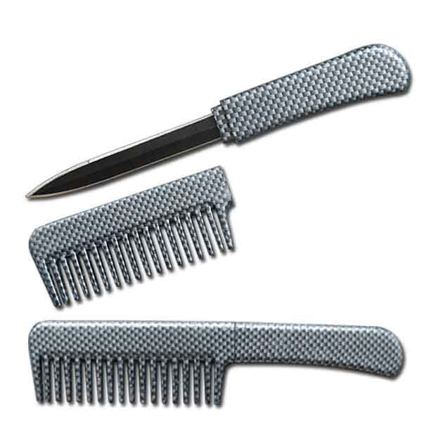 Self Defense Brush Comb With Hidden Knife - Carbon Fiber