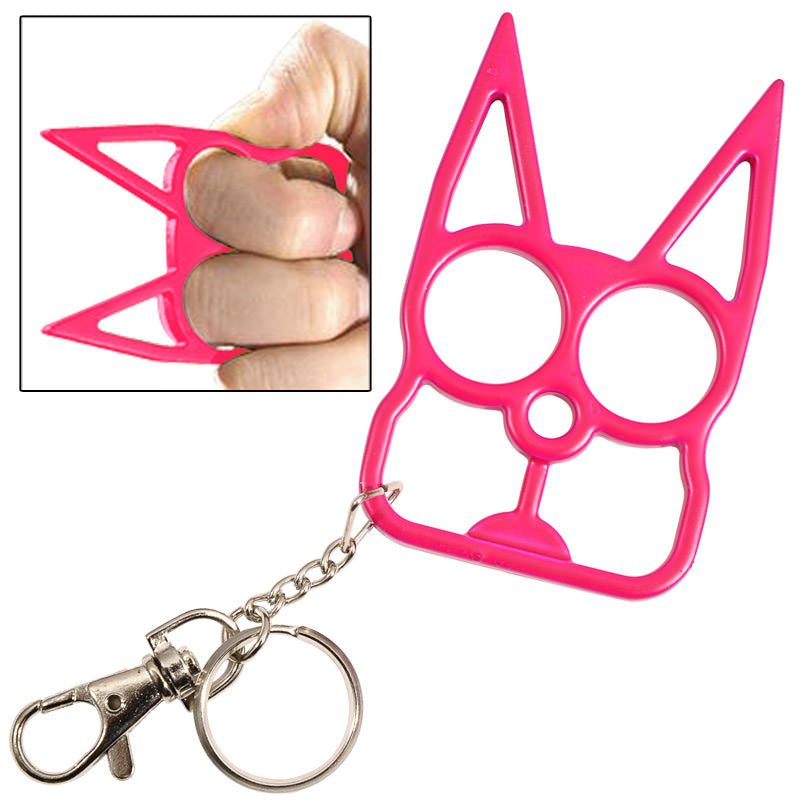 Cat Self Defense Knuckle Key Chain - Hot Pink