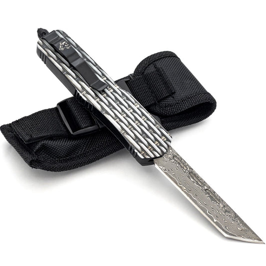 9" Automatic Basket Case OTF Out the Front Damascus Pocket Knife