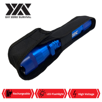 DZS Blue Metal Stun Gun 10 Million Volt Rechargeable with Flashlight