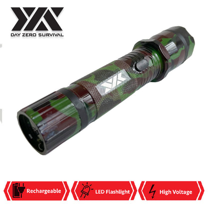 DZS Green Camo Metal Stun Gun 10 Million Volt Rechargeable with Flashlight