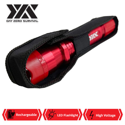 DZS Red Metal Stun Gun 10 Million Volt Rechargeable with Flashlight