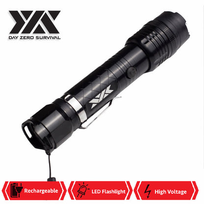 DZS METAL Tactical Stun Gun Rechargeable With LED Flashlight