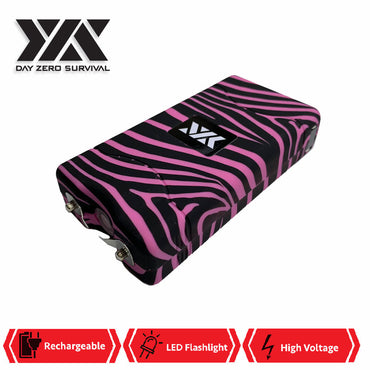 DZS 10 Million Volt Self Defense Pink Zebra Print Stun Gun Rechargeable