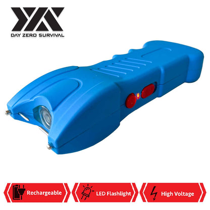 25 Million Volts Stun Gun Rechargeable with LED Flashlight Blue