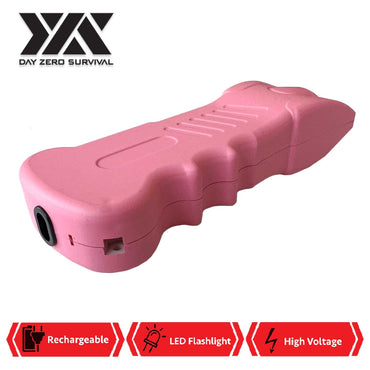 25 Million Volts Stun Gun Rechargeable with LED Flashlight Pink